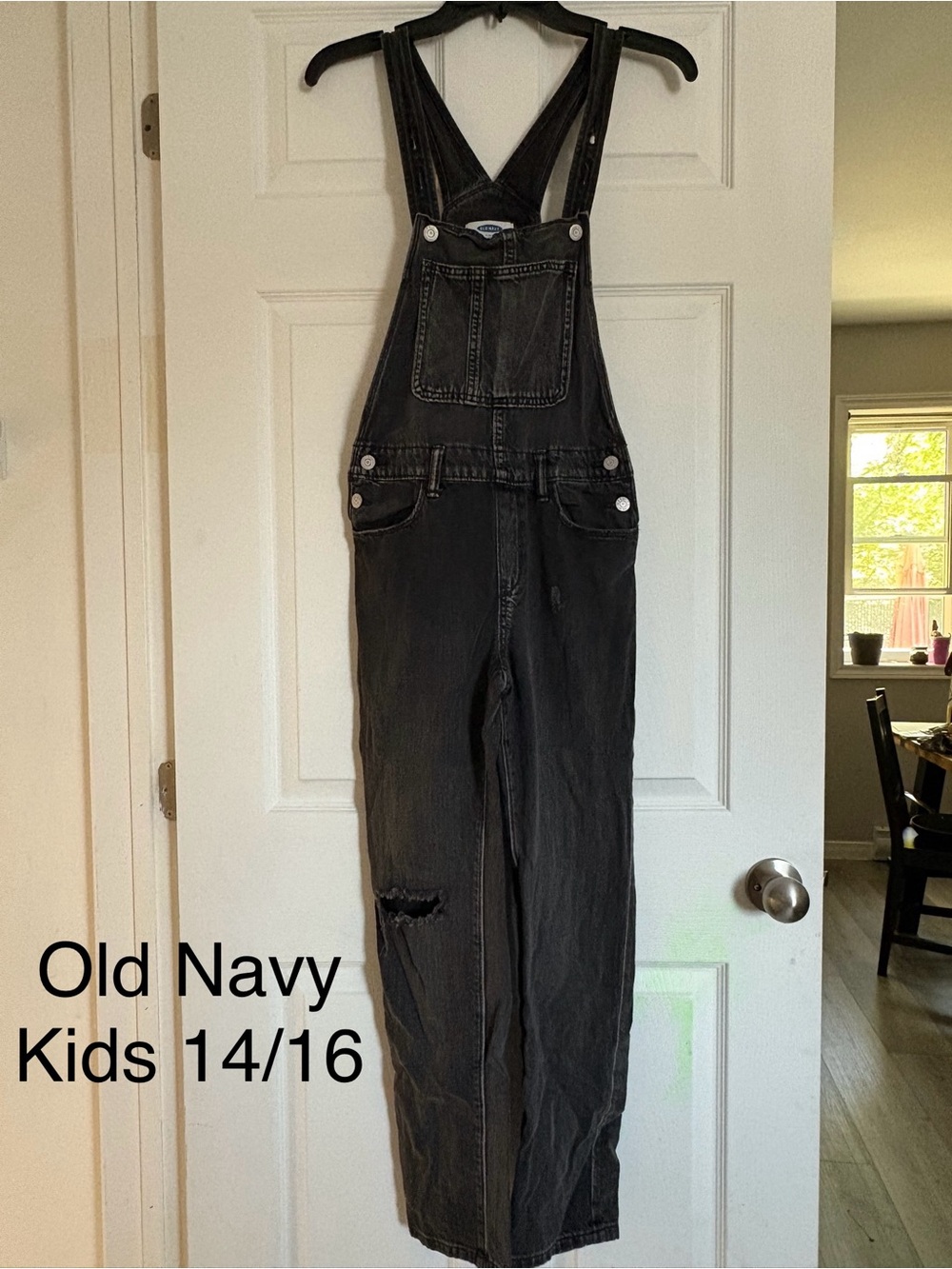 Old Navy Black Washed Denim Kids Overalls